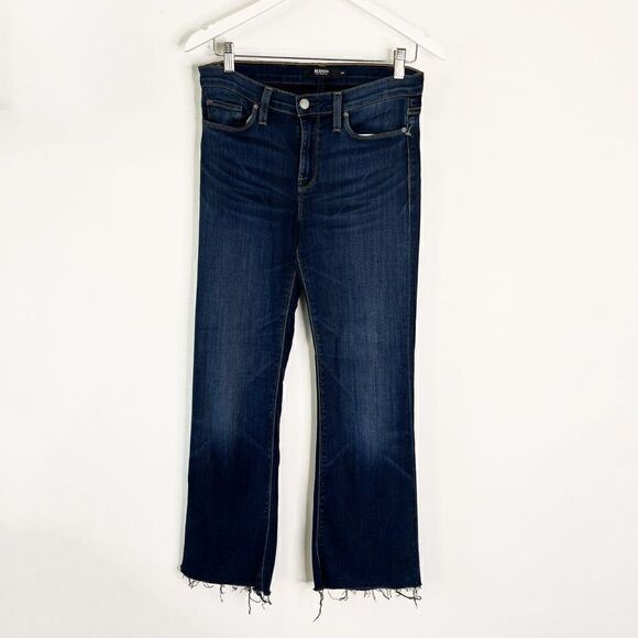 Hudson Drew Dark Wash Mid-Rise Bootcut Raw Hem Jeans - Picture 1 of 9